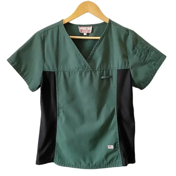 Professional Choice Scrubs Body Flex Top Foldover Pants Green Black Small - Picture 2 of 14